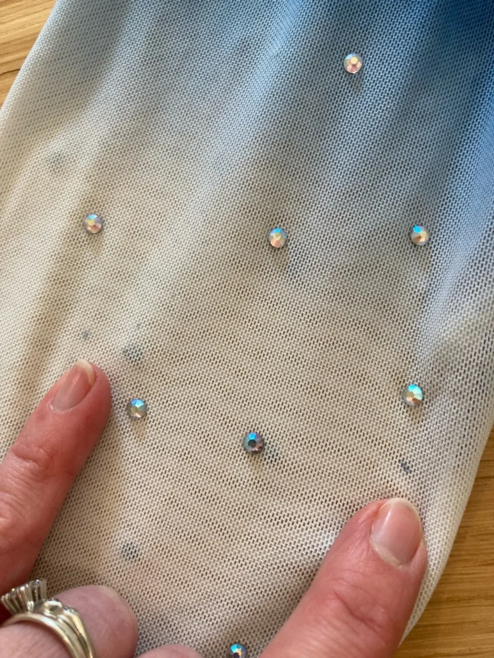 Adult M/L Blue/white Ombre Ice Skating Dress with rhinestones - Picture 5 of 8